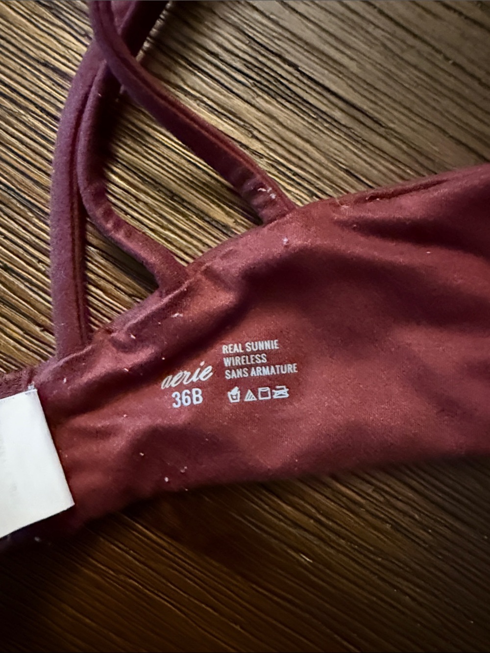 American Eagle Aerie Real Sunnie Wireless Push Up Bra Burgundy 36B - Picture 8 of 11